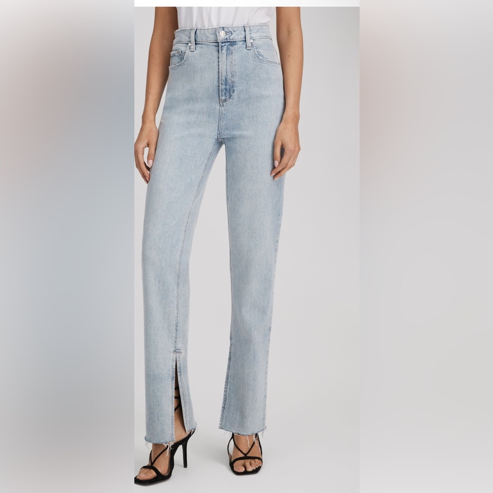 PAIGE Stella Straight Leg Split Hem Jeans | Light Wash | Size 29